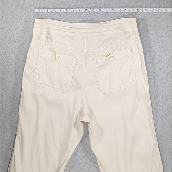 Soft Surroundings Cream Baggy Linen Blend Straight Leg Pockets Drawstring  Sz 12 - Picture 7 of 14
